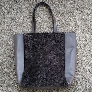 Banana Republic shearling leather tote bag